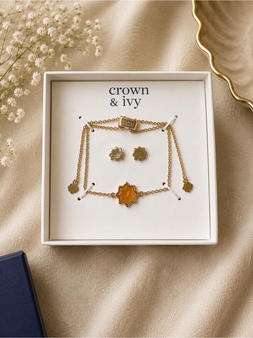 crown & ivy Adjustable Bracelet and Stud Set